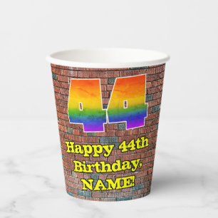 44. Geburtstag: Fun Graffiti-Inspiriert Regenbogen Pappbecher