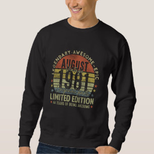 44. Geburtstag Geschenke Vintagen August 1981 44 J Sweatshirt