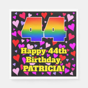44. Geburtstag: Loving Hearts Pattern, Regenbogen Serviette