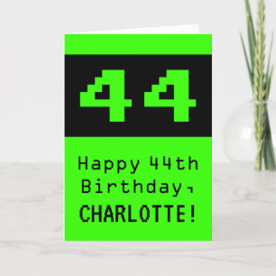 44. Geburtstag: Nerdy / Geeky Stil "44" und Name Karte