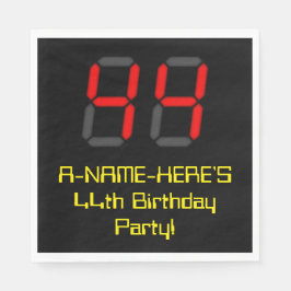 44. Geburtstag: Red Digital Clock Style "44" + Nam Serviette