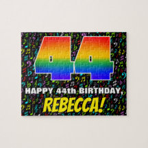 44. Geburtstag — Spaß, bunte Musiksymbole & "44"