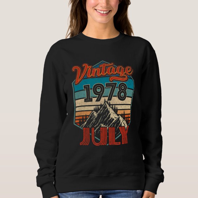 44 Geburtstag Vintag Juli 1978 Retro Sunset Sweatshirt (Vorderseite)