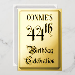 44. Geburtstagsfeier — Elegante Schrift + Benutzer Folieneinladung