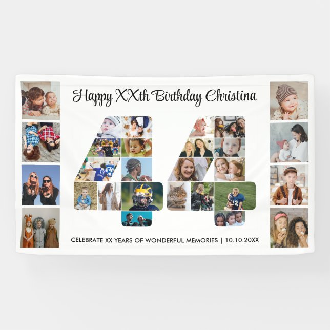 44. Geburtstagsfeier Nummer 44 Fotocollage Banner (Horizontal)