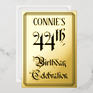 44. Geburtstagsparty — Elegantes Script + Individu Folieneinladung