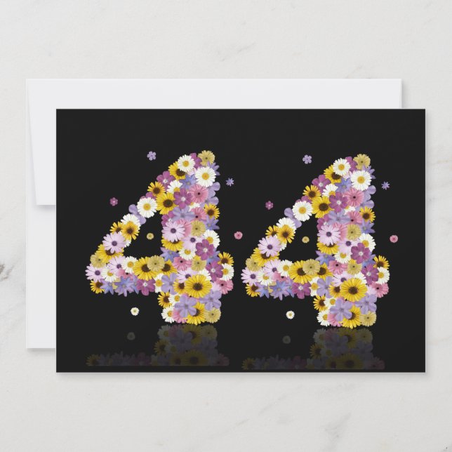 44. Geburtstagsparty mit Blumenbriefen Einladung (Vorderseite)
