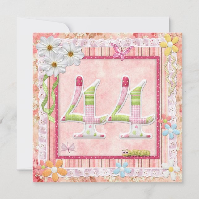 44. Geburtstagsparty Scrapbooking Stil Einladung (Vorderseite)