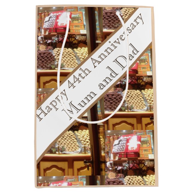 44. Hochzeitstag Mittlere Geschenktüte (Vorderseite)