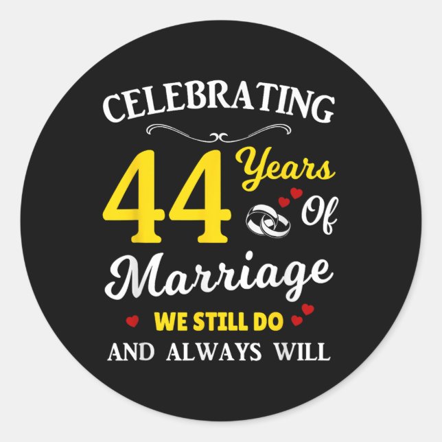 44. Hochzeitstag Runder Aufkleber (Vorderseite)