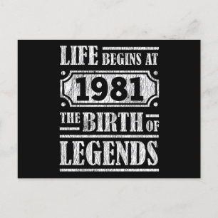 44 Jahre alt 1981 Geburt der Legende 44. Geburtsta Postkarte