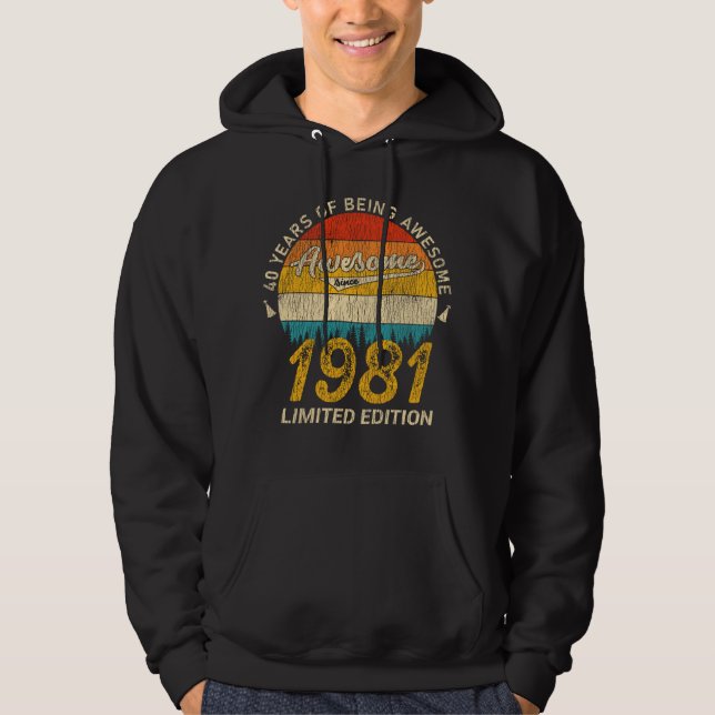 44 Jahre alt 1981 Retro Phantastisch 44. Geburtsta Hoodie (Vorderseite)
