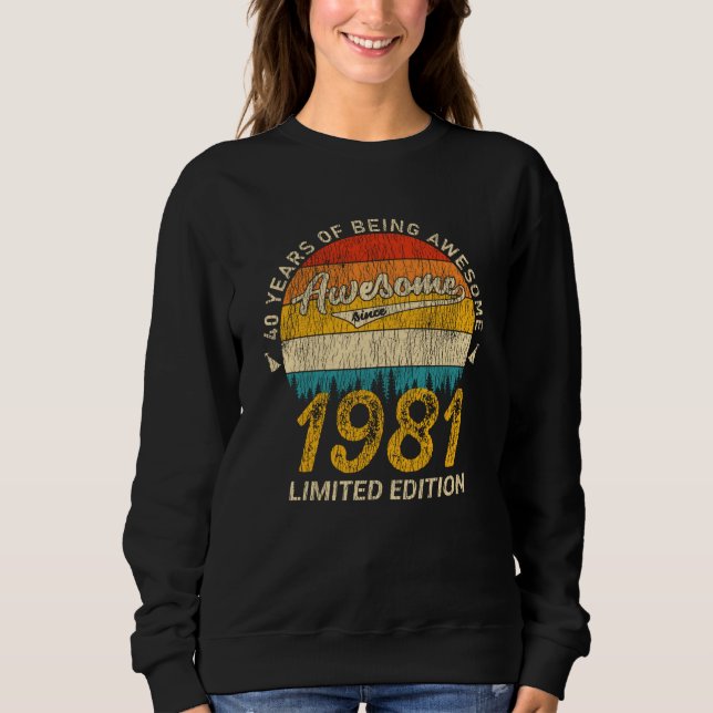 44 Jahre alt 1981 Retro Phantastisch 44. Geburtsta Sweatshirt (Vorderseite)