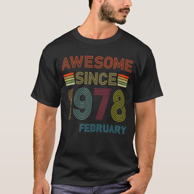 44 Jahre Phantastisch seit Februar 1978 44. Geburt T-Shirt (Vorderseite)