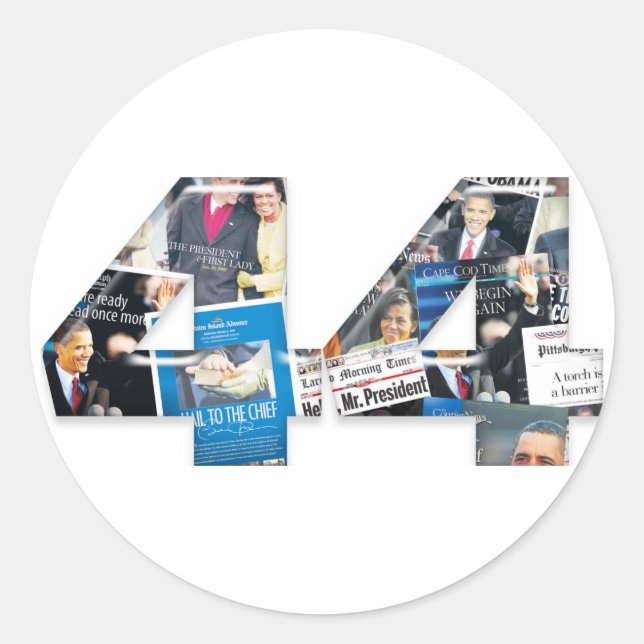 44: Obama Einweihung der Zeitung Collage Runder Aufkleber (Vorderseite)
