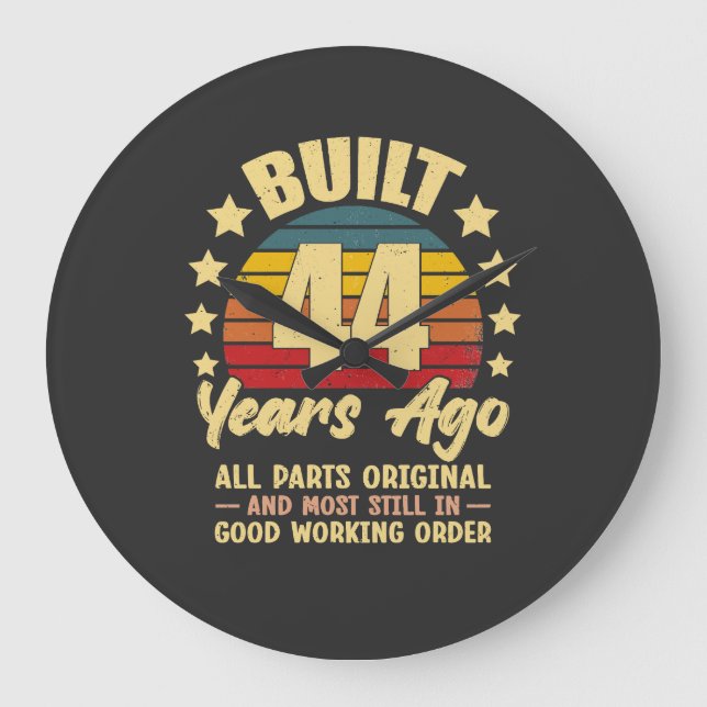 44 Years Ago All Parts Original 44th Birthday  Große Wanduhr (Vorderseite)