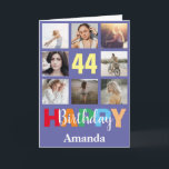 44th Happy Birthday Photo Collage Modern Karte<br><div class="desc">44th Happy Birthday Photo Collage Modern Card with personalized name. For further customization,  please click the "Customize it" button and use our design tool to modify this template.</div>