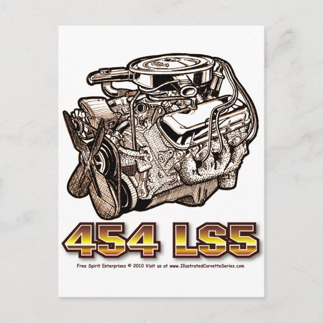 454 LS5 Motor Postkarte (Vorderseite)