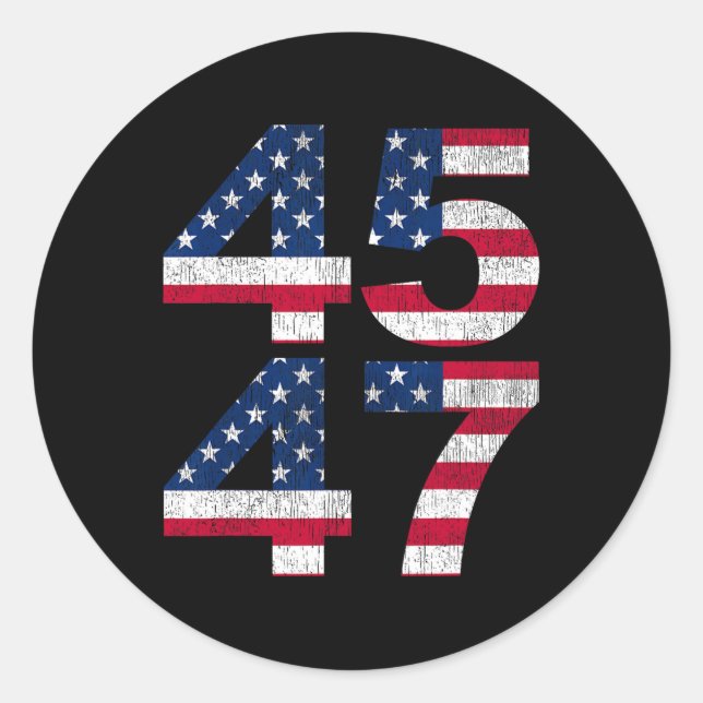 45 47 2024 Präsident Vintag Runder Aufkleber (Vorderseite)