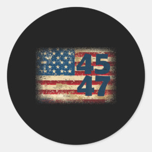 45 47 Donald Trump 2025 Amerikanische Flagge Runder Aufkleber