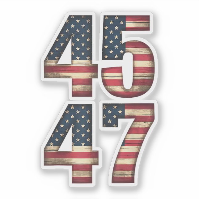 45 47 Donald Trump 2025 US-Flagge Aufkleber (Vorderseite)