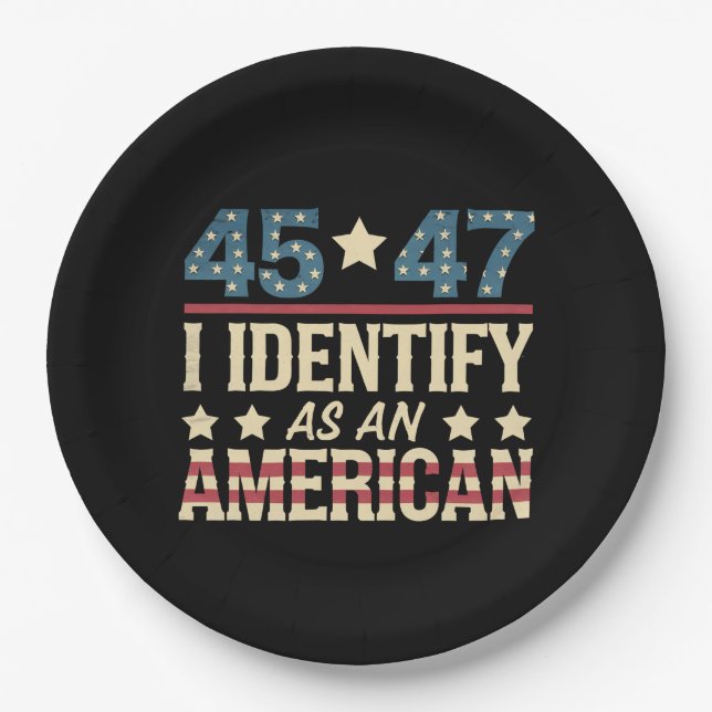 45 47 Ich identifiziere mich als amerikanische Fla Pappteller (Vorderseite)