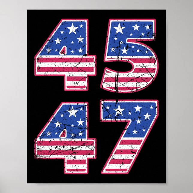 45 47 Patriotischer Präsident Trump zweimal im Leb Poster (Vorne)