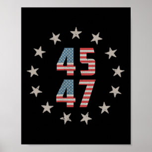 45 47 Präsident Retro Vintage USA-Flagge 2024 Präs Poster