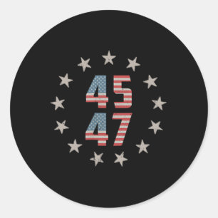 45 47 Präsident Retro Vintage USA-Flagge 2024 Präs Runder Aufkleber