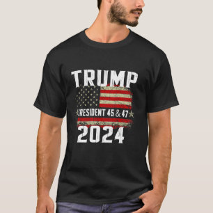 45 47 Trump 2024 American Flag T Shirt