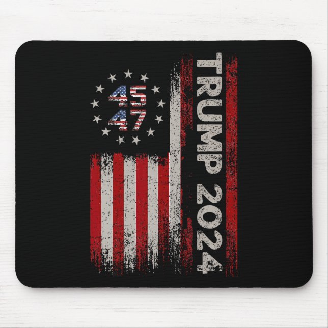 45 47 Trump 2024 Amerikanische Flagge 1 Mousepad (Vorne)