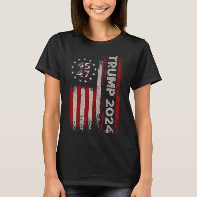 45 47 Trump 2024 Amerikanische Flagge 1 T-Shirt (Vorderseite)