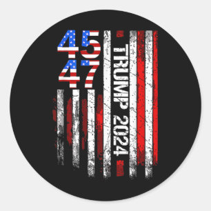 45 47 Trump 2024 Amerikanische Flagge: Amerika auf Runder Aufkleber