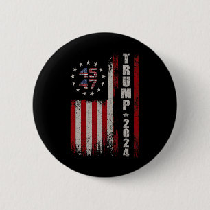 45 47 Trump 2024 Amerikanische Flagge Button