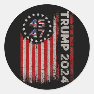 45 47 Trump 2024 Amerikanische Flagge Runder Aufkleber