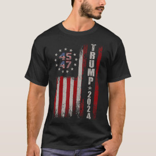 45 47 Trump 2024 Amerikanische Flagge T-Shirt