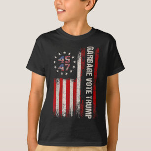 45 47 Trump 2024 Wahl Amerikanische Flagge Garbage T-Shirt