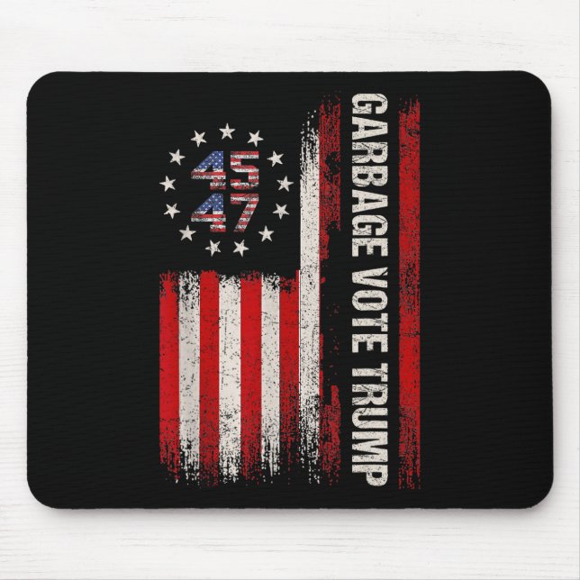 45 47 Trump 2024 Wahl Amerikanische Flagge Garbyge Mousepad (Vorne)