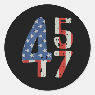 45 47 Trump 2025 American Flag (auf der Rückseite) Runder Aufkleber