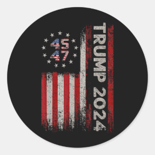 45 47 Trump 2025 Amerikanische Flagge _1 Runder Aufkleber