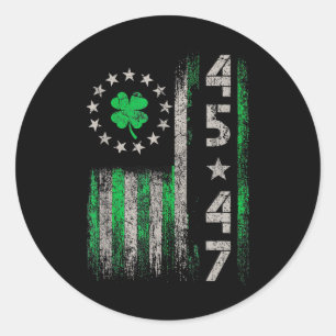 45 47 Trump American Flag Vintag St. Patrick's Da Runder Aufkleber