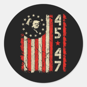 45 47 Trump Präsident Amtseinführung USA Retro Tru Runder Aufkleber