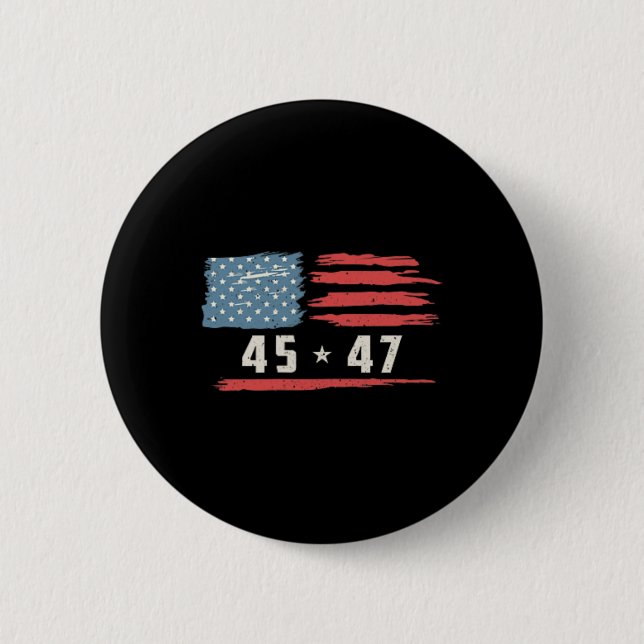 45 47 Trump Präsident Vintage amerikanische Flagge Button (Vorderseite)