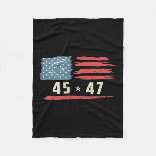 45 47 Trump Präsident Vintage amerikanische Flagge Fleecedecke (Vorderseite)