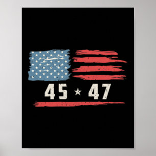45 47 Trump Präsident Vintage amerikanische Flagge Poster