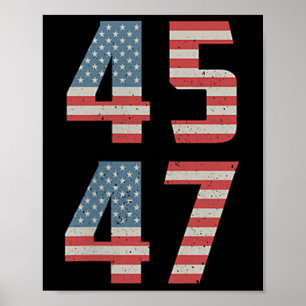 45 47 Trump Vintag Retro US-Flagge 2025 Präsident Poster