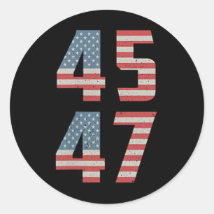 45 47 Trump Vintag Retro US-Flagge 2025 Präsident Runder Aufkleber