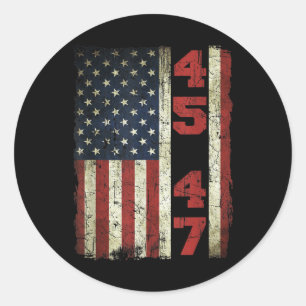 45 47 Trump Vintag US-Flagge 2025 Präsident Electi Runder Aufkleber