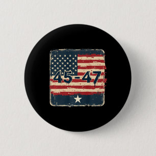 45 47 Trump Vintage Flagge der USA Button