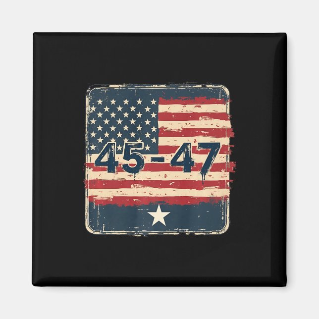 45 47 Trump Vintage Flagge der USA Magnet (Vorne)
